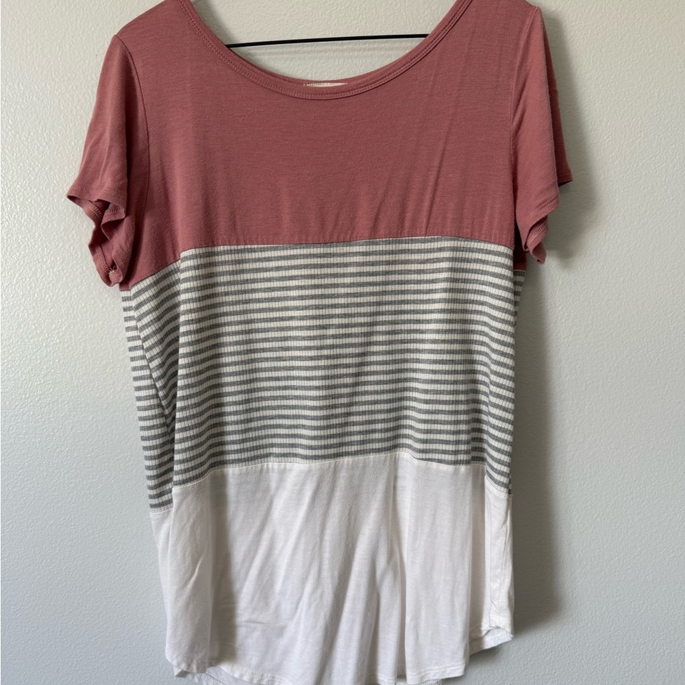 Striped Pink and White Women's Top